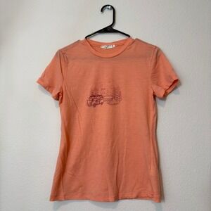 Icebreaker T-Shirt Womens Small Coral Good 150 Merino Wool Van Life Graphic Tee